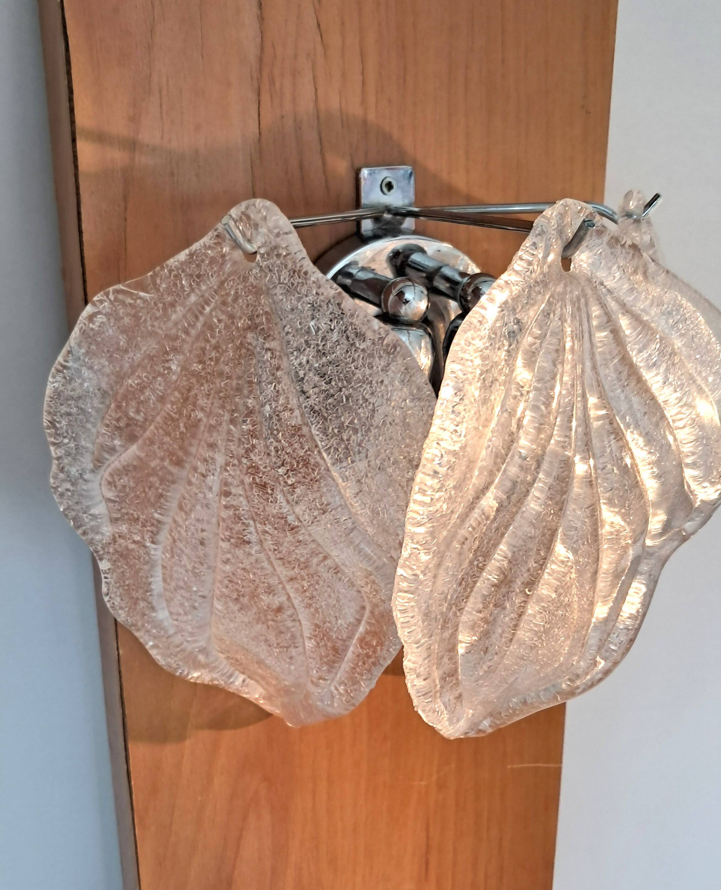 Pair of Novaresi 2-light Murano glass wall lights, Milan 1970.