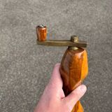 Old vintage pepper mill olive wood and brass