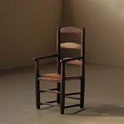 Fauteuil paysan en bois massif et paille, XIXᵉ siècle