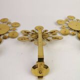 Set of 3 Wall Candle Holders in Brass "Sunburst" Holmström, Arvika, Sweden, 1960s