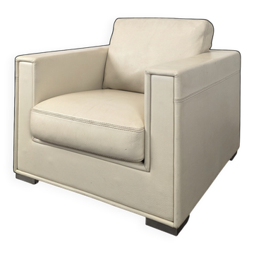 Fauteuils en cuir crème Rivolta made in Italy