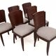Original walnut extendable table, designed by Louis Majorelle, with 6 Art Deco chairs.