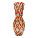 Rare Orange Murano Glass Vase by Ercole Barovier model "Rotellati", Italy