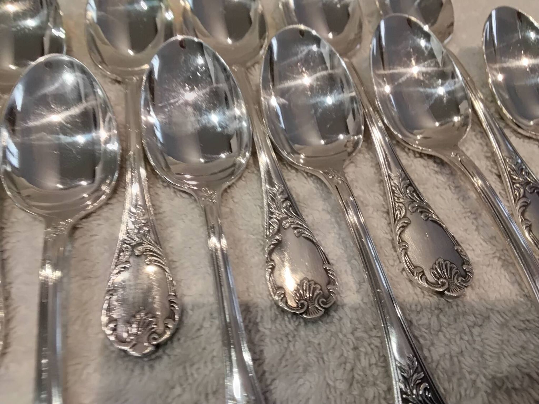 12 silver-plated coffee spoons by Christofle Marly, 13.6 cm