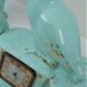 Clock doves color green blue and its vase 50s