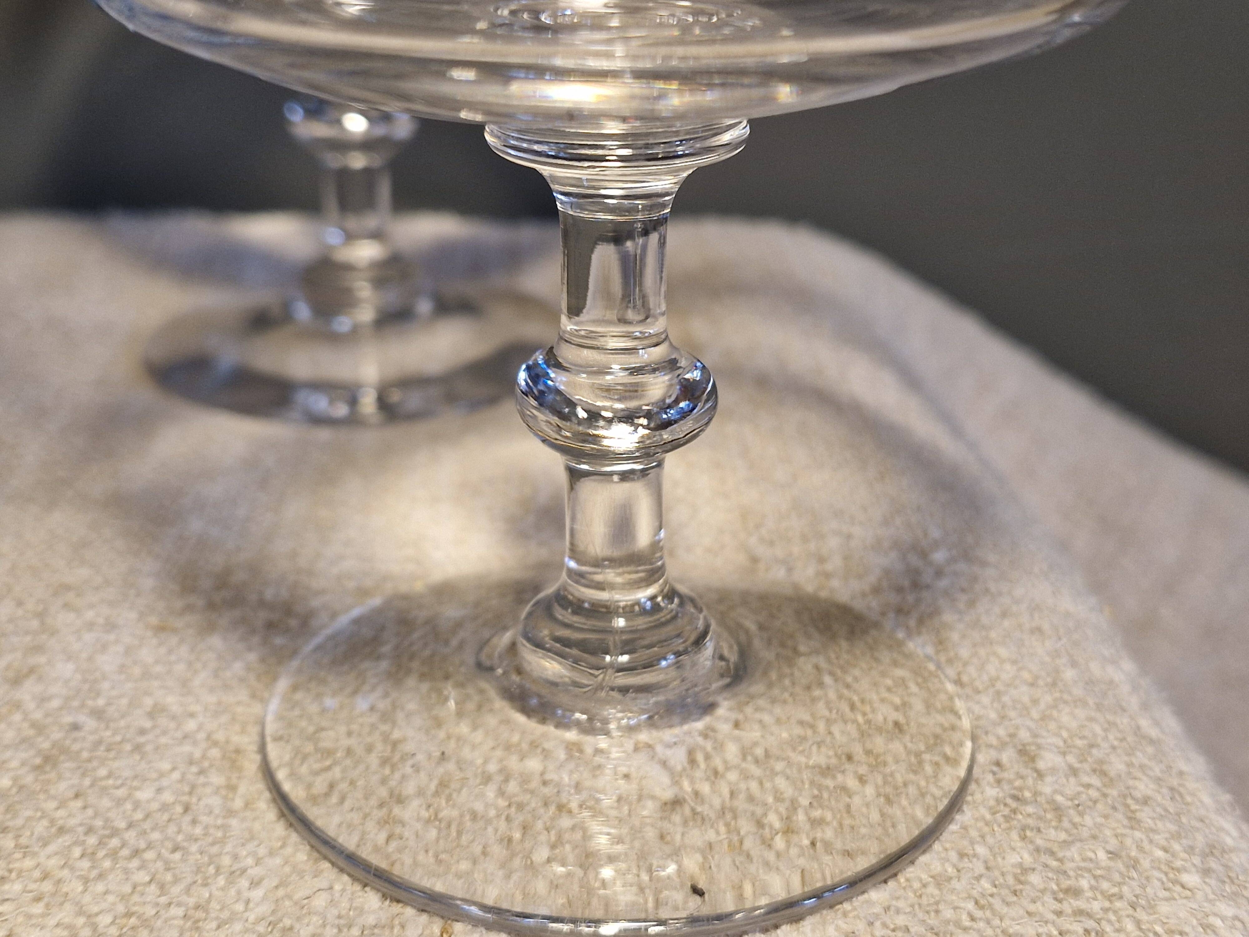 7 crystal champagne coupes from Baccarat - engraved with fillets