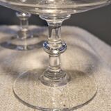 7 crystal champagne coupes from Baccarat - engraved with fillets