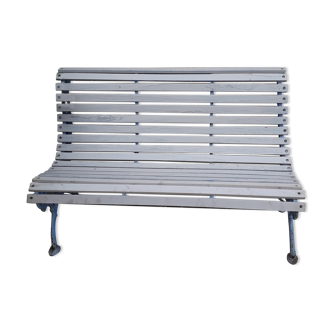 Banc de jardin ou intérieur pieds sabots fer forgé  bois
