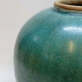 Antique Chinese Ginger Pot 1900 Green Blue Turquoise Enameled Ceramic