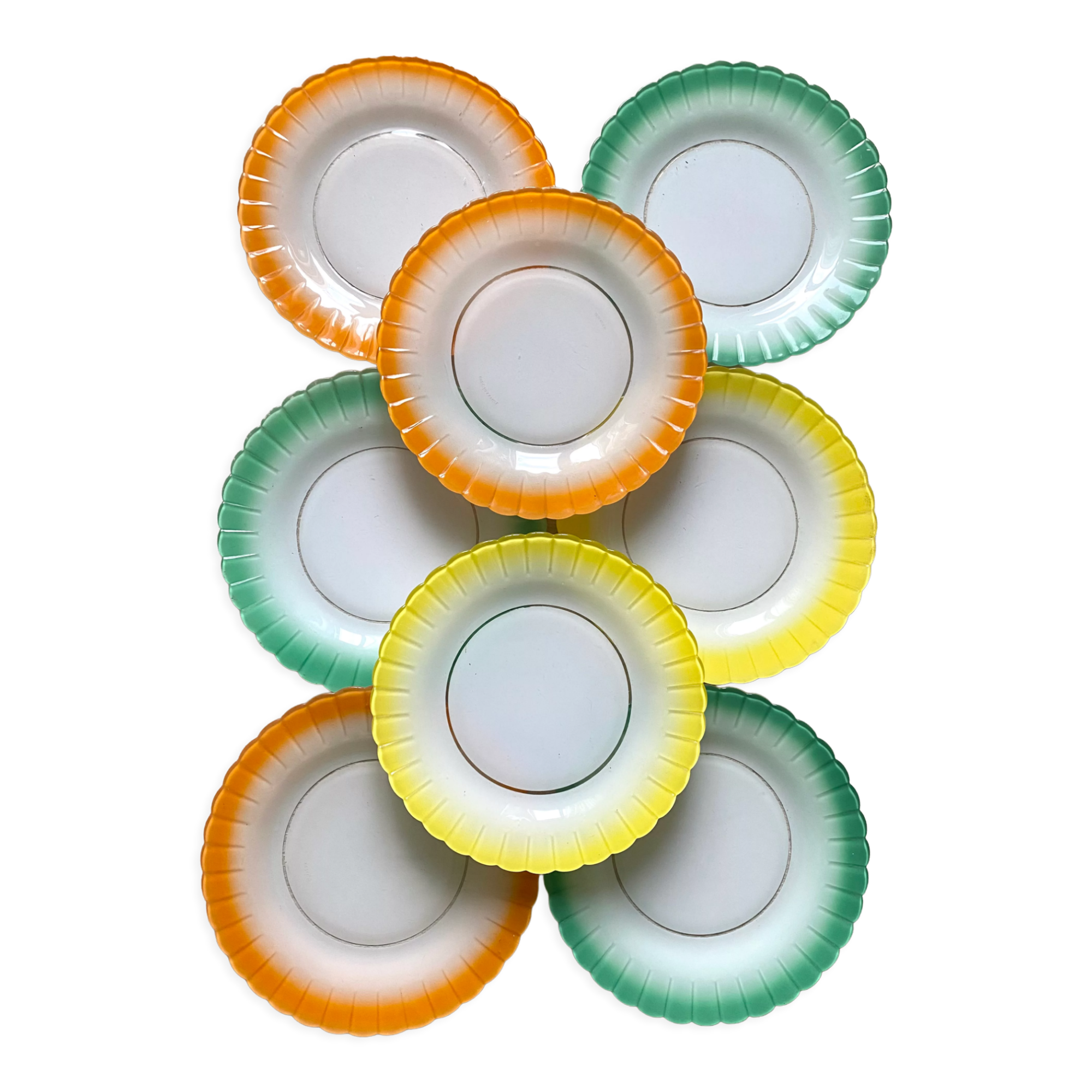 Colorful vintage Duralex plates