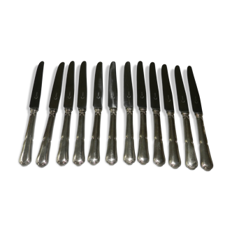 Set of 12 silver-plated metal dessert knives