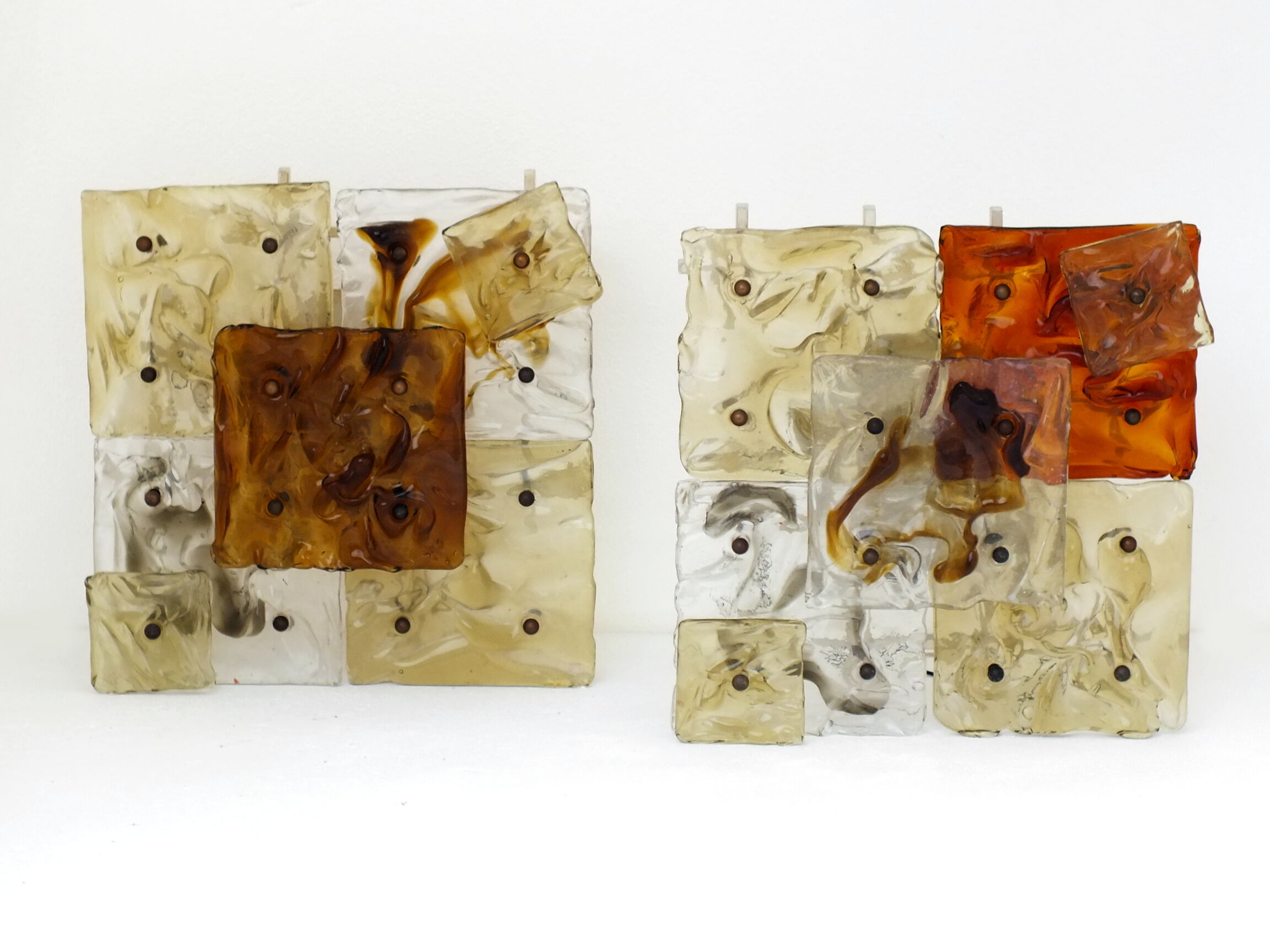 Venini Italy two wall lamps patchwork years '70 space age glass