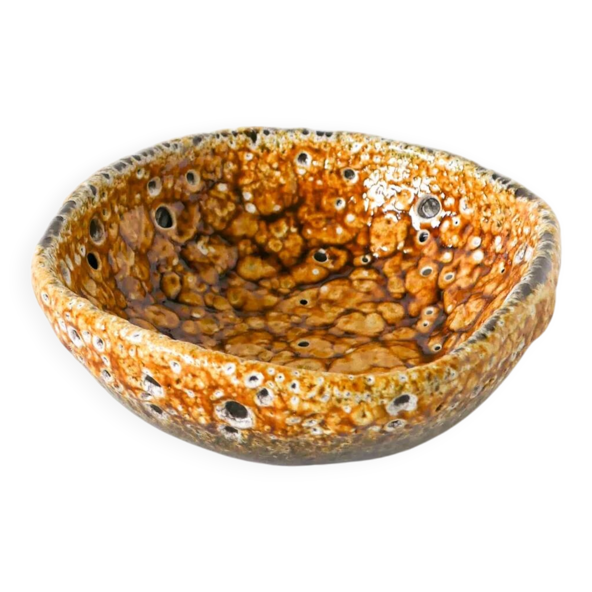 Ceramic vide-poche Fat Lava, yellow and black, 1970