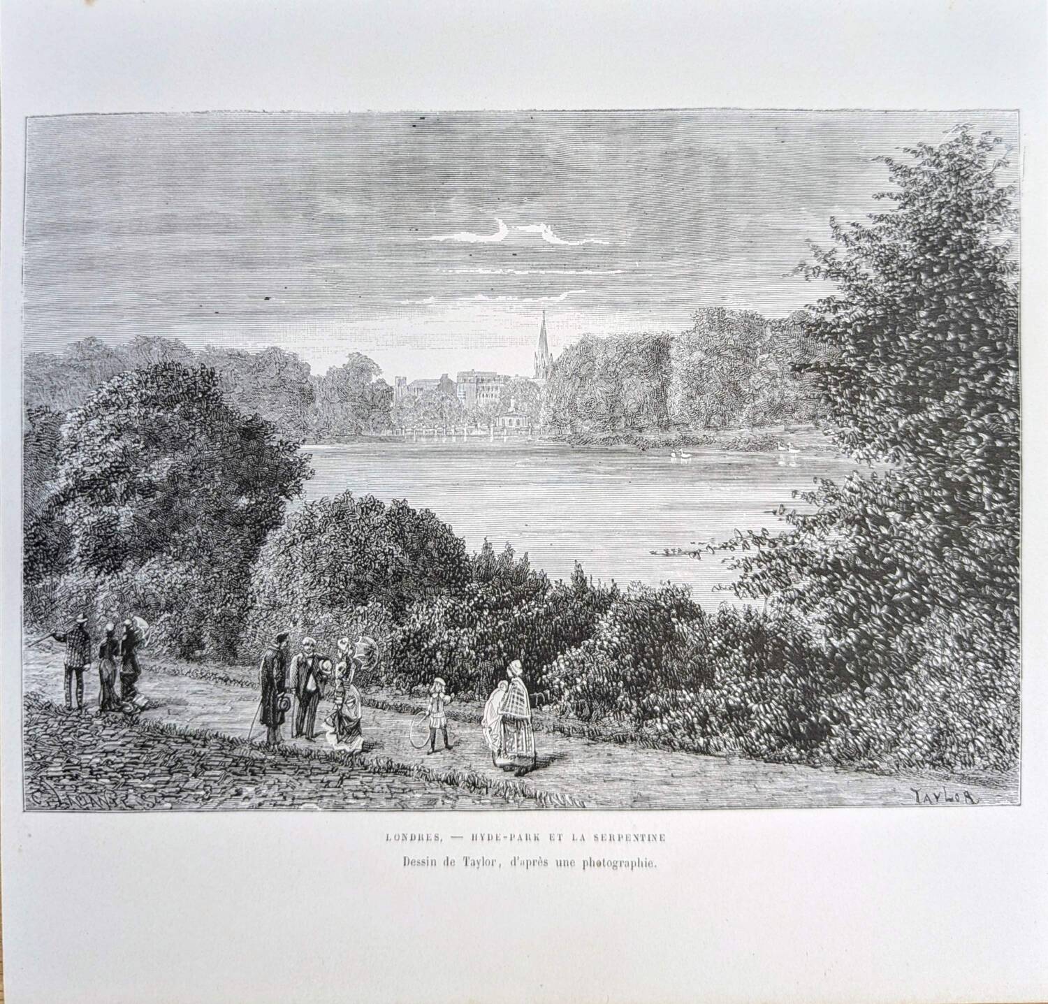 Hyde Park, London, printed illustration from 1879.