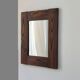 Vintage stained pine mirror, brutalist minimalist wooden design.