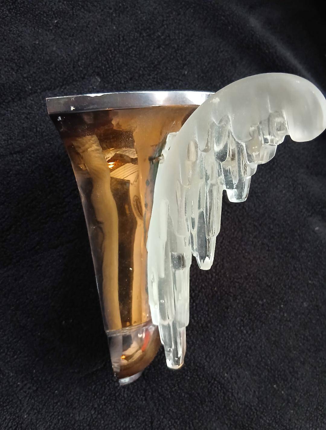 Exceptional pair of art deco wall lights by ezan france & copper metal