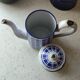 Antique BB Frères enamelled sheet metal coffee maker, Damier model