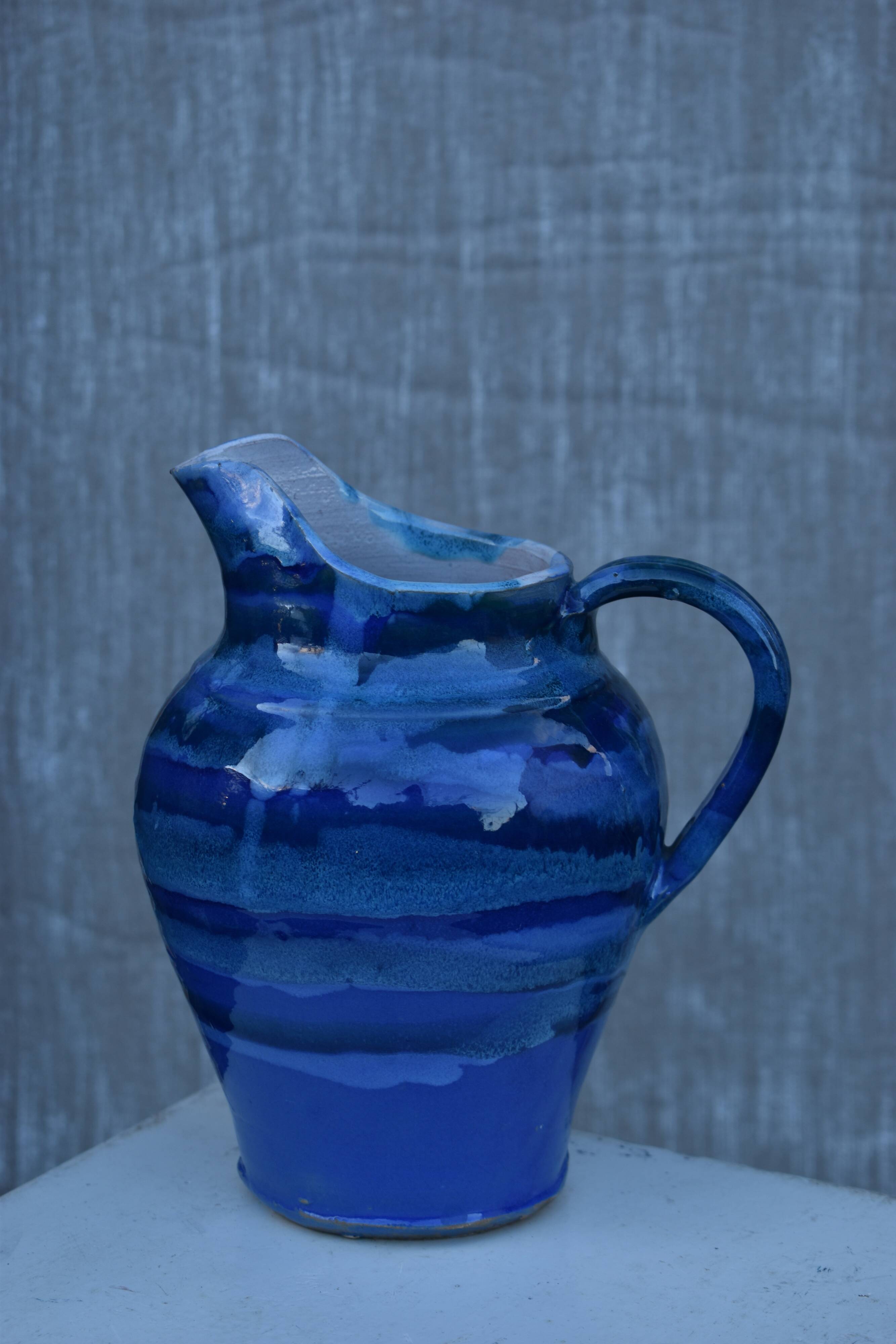 Antique blue Hennebont pitcher