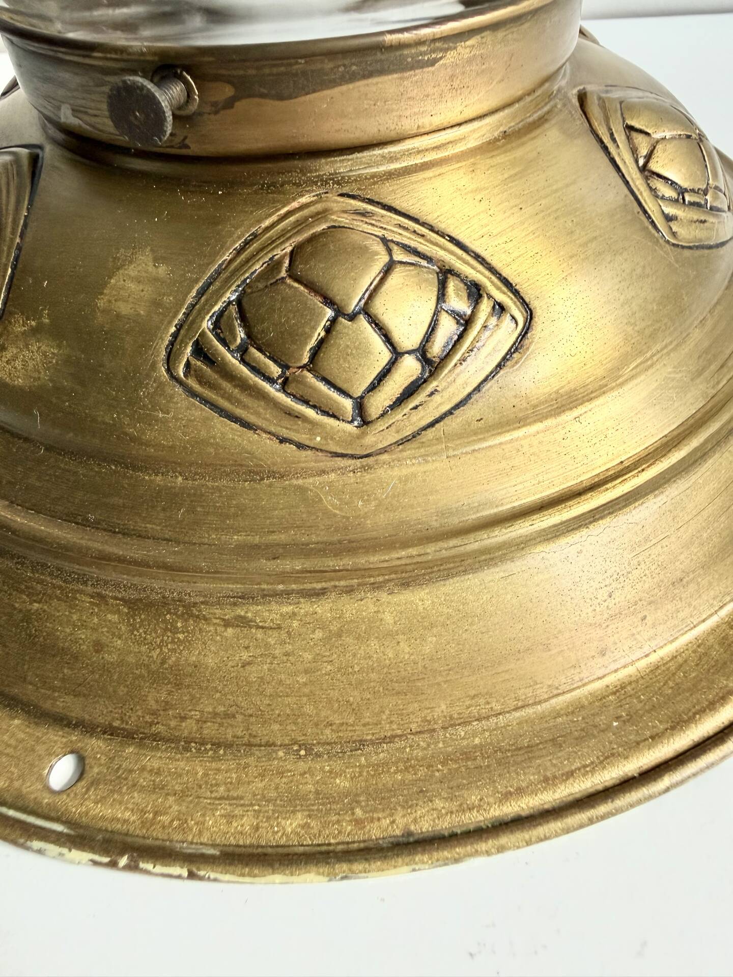 Scandinavian Art Deco Ceiling Lamp in Brass & Glass