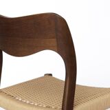 1 de 4 Chaise vintage Niels Otto Møller, Modèle 71, Chêne foncé, Corde danoise