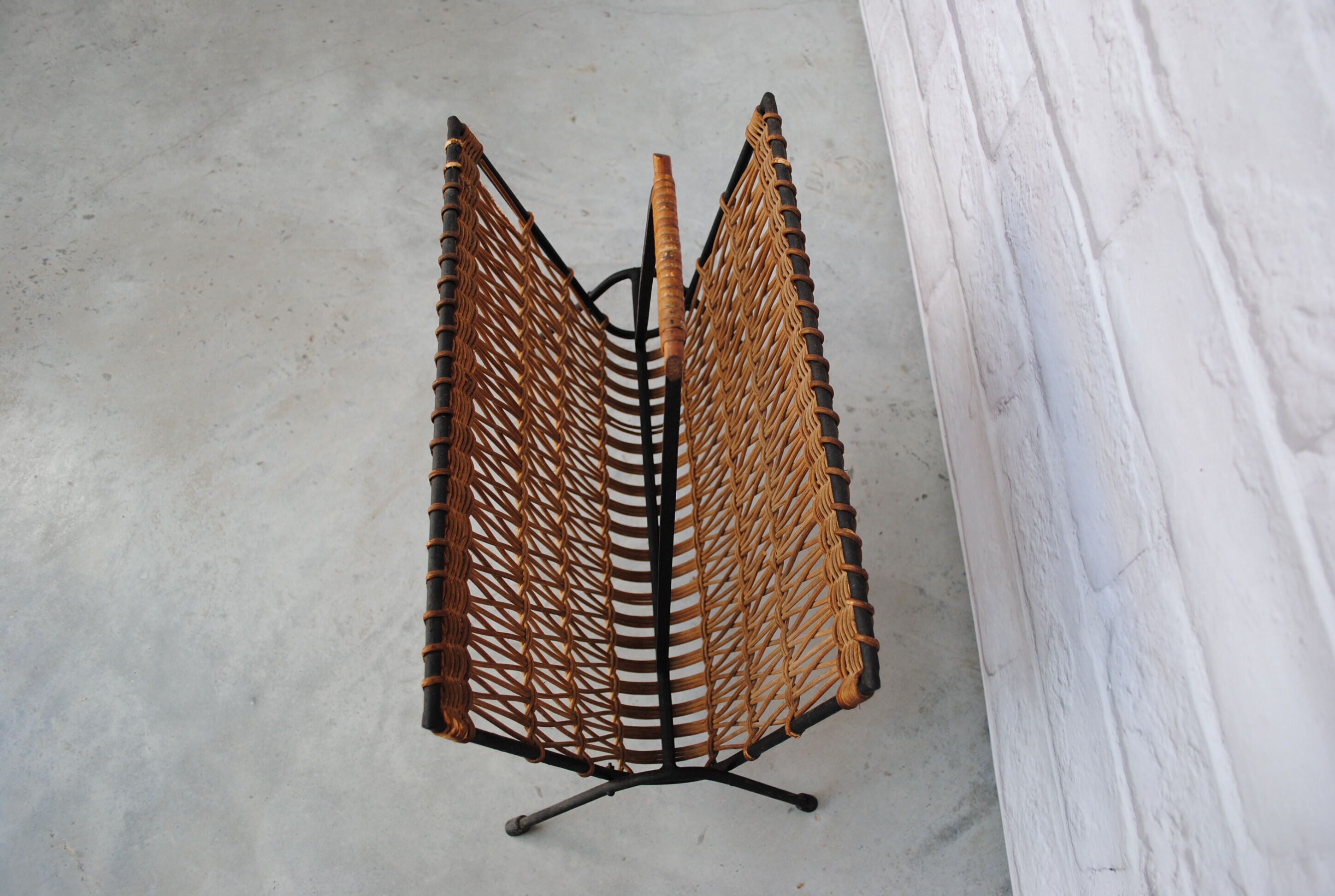 Vintage wicker magazine holder