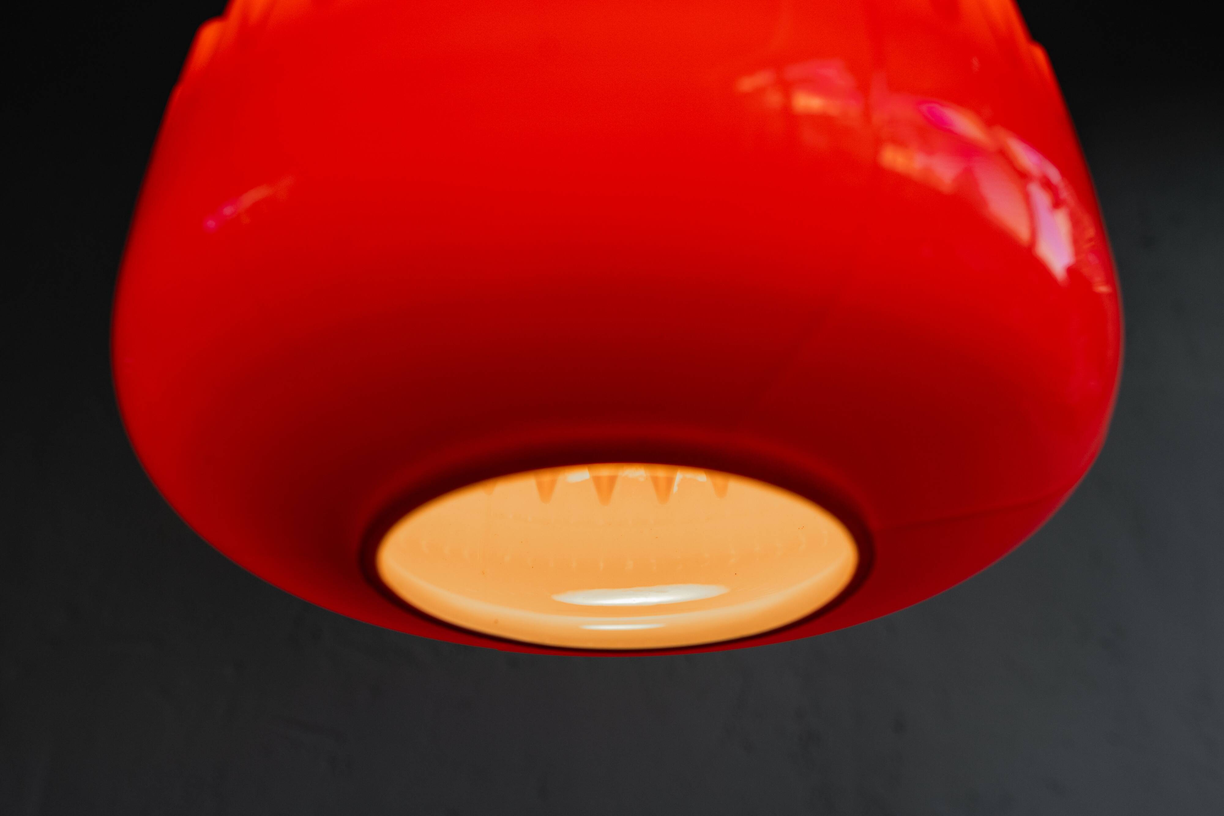 Vintage Czechoslovak Glass Hanging Lamp By Osvětlovací Sklo, 1970s