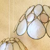 Mother-of-pearl lampshade and brass