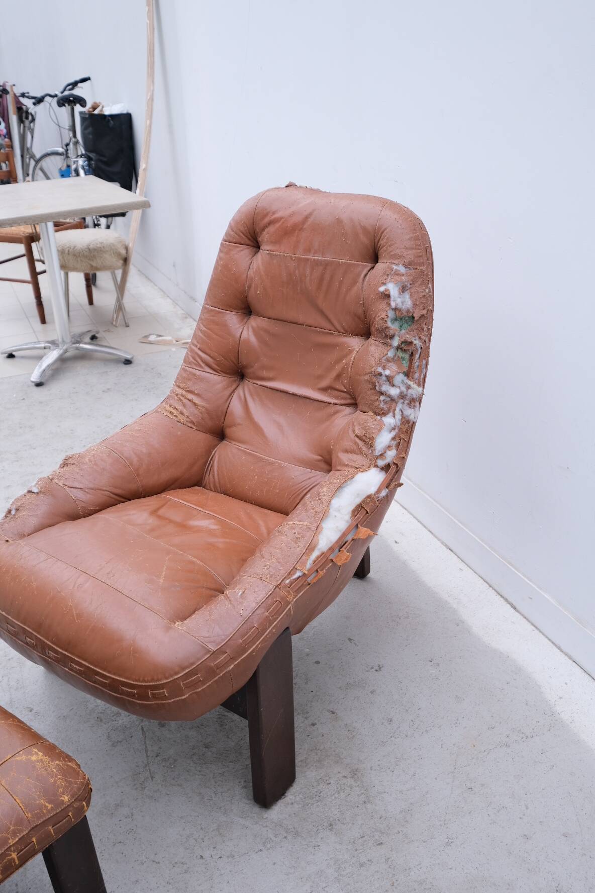 Armchair and ottoman by Jean Gillon for Probel in leather and teak, Brazil 1970