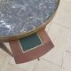 Gray marble mahogany pedestal table and brass gallery