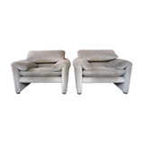 Pair of armchairs Maralunga Vico Magistretti Cassina
