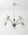 Vintage suspension with 5 chrome and wood lights – textured glass – 1970s