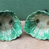 Pair of slip pot covers, cabbage leaves
