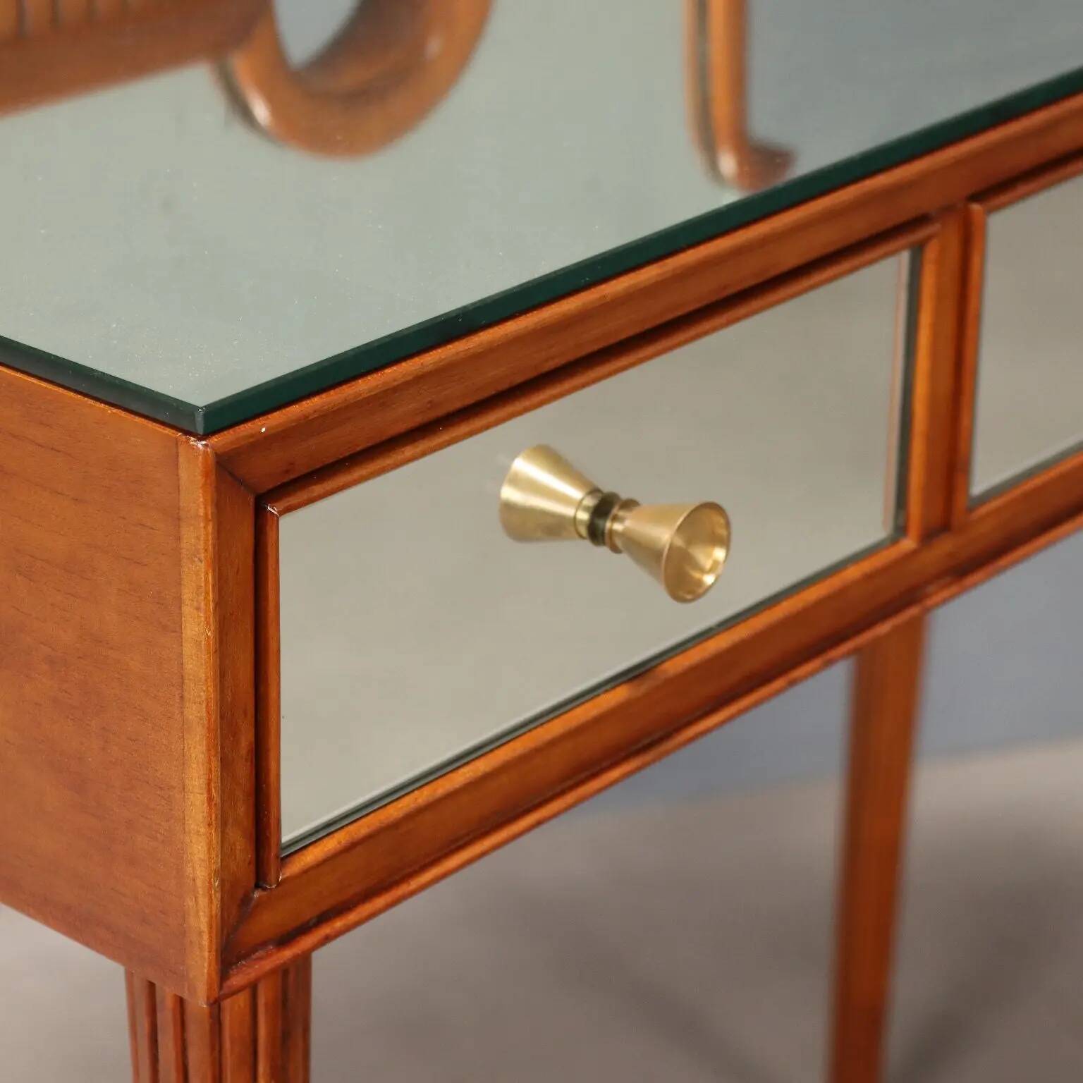 Coiffeuse vintage en acajou teinté avec miroir, Italie, XXe siècle
