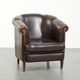 Dark sheepskin club armchair with unique design in English style