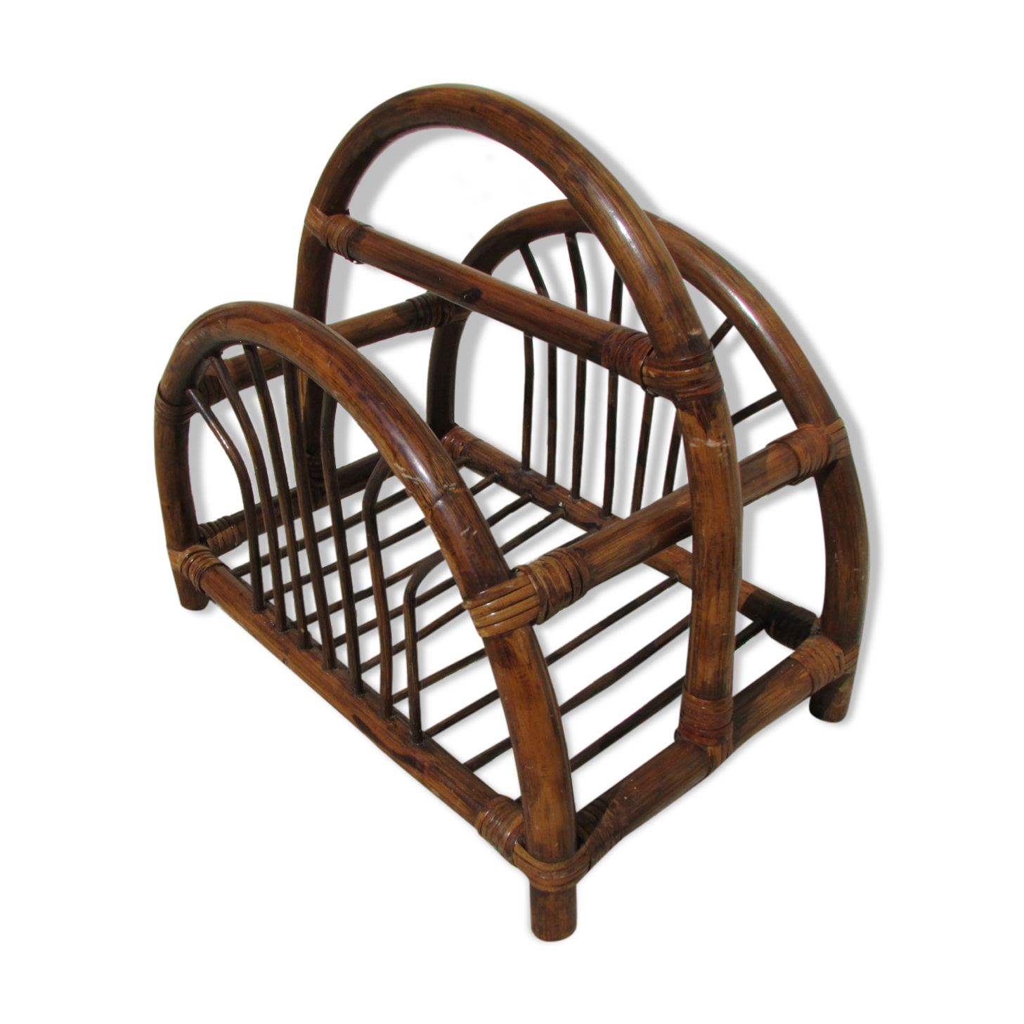 Rattan magazine holder, bamboo and wicker