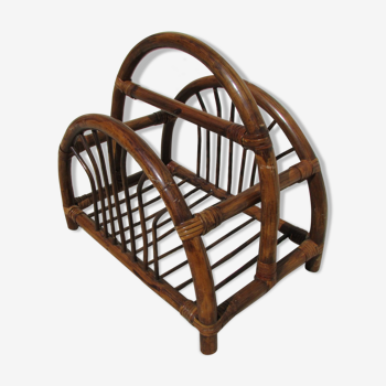 Rattan magazine holder, bamboo and wicker