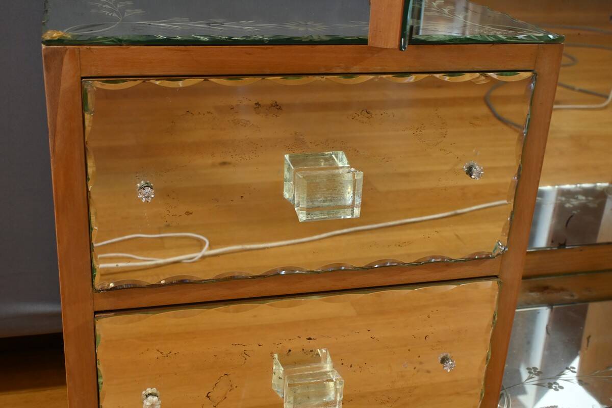 Fruitwood glass dressing table – 1950