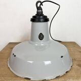 Industrial Grey Enamel Factory Pendant Lamp, 1960s