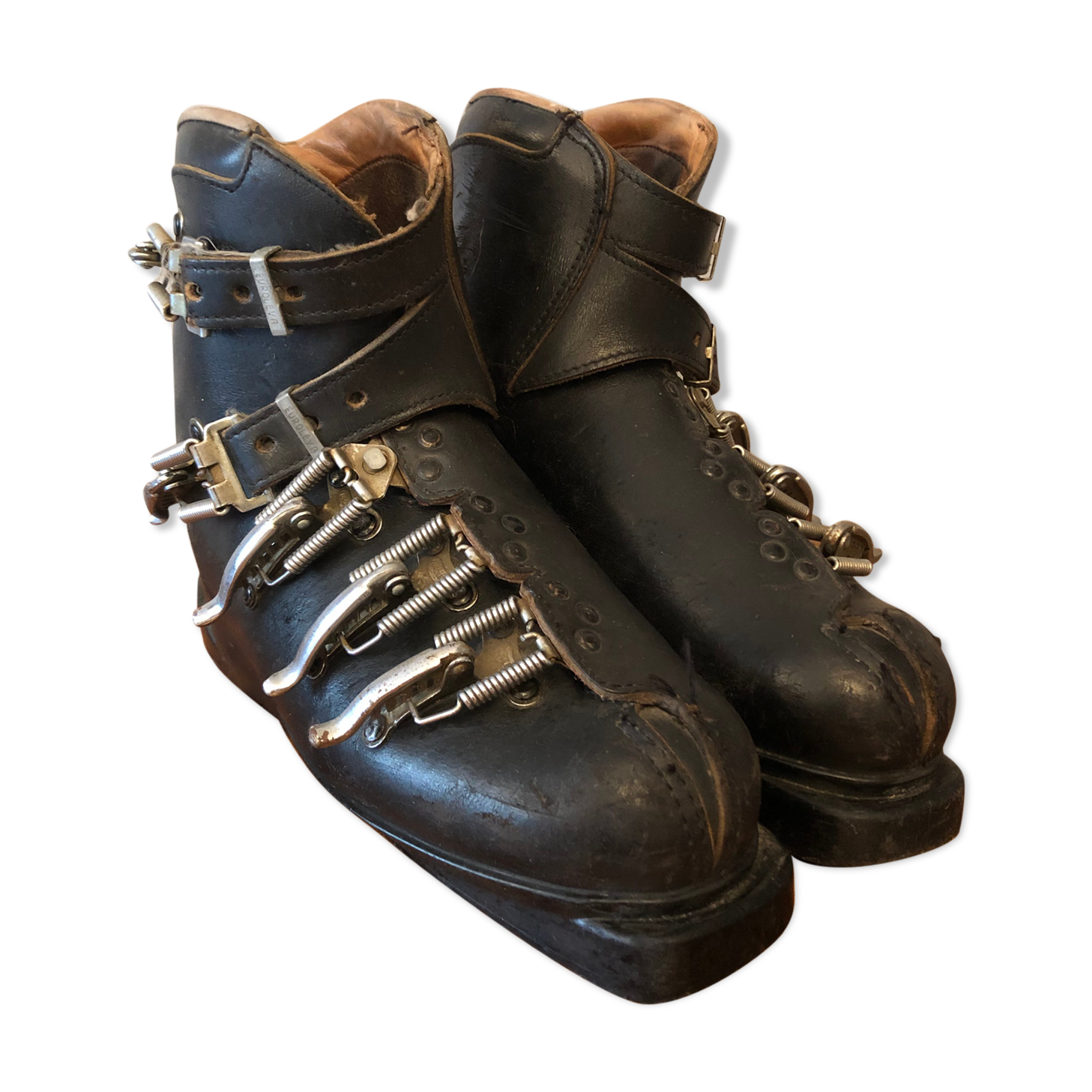 Old leather ski boots
