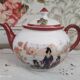 7-piece tête-à-tête tea set in Japanese porcelain, life scenes decor