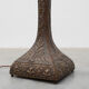 Art Nouveau floorlamp in hammered copper with frosted glass hood, Belgium