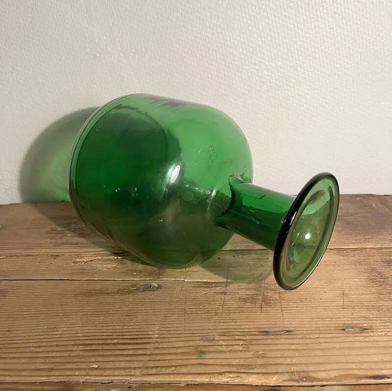 Vintage green bottle glass vase