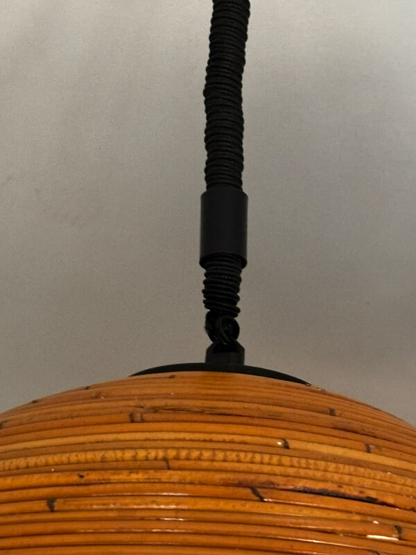 Grande suspension en rotin 1970
