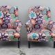Pair of toad armchairs Napoleon III tapestry missoni italy
