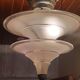 Art Deco chandelier in bronze and silvered brass double sink in opalescent glass