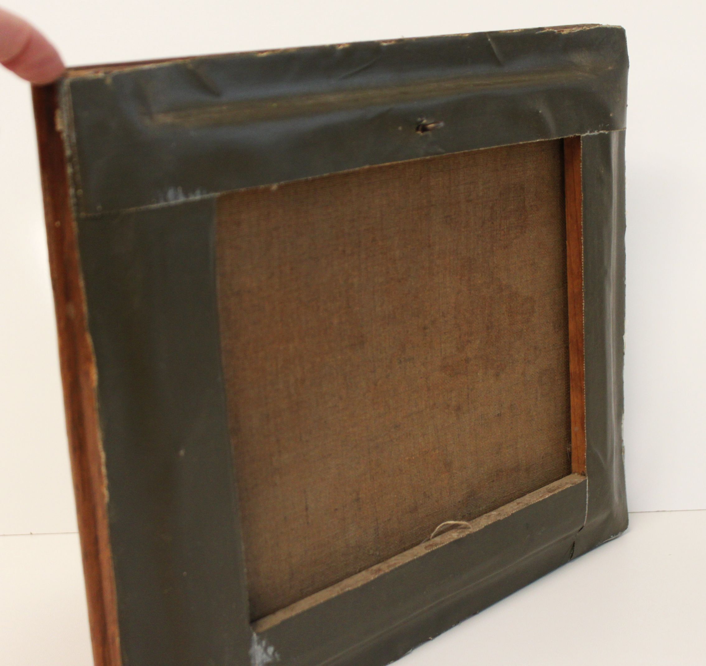 Oil on canvas depicting a wooded landscape.