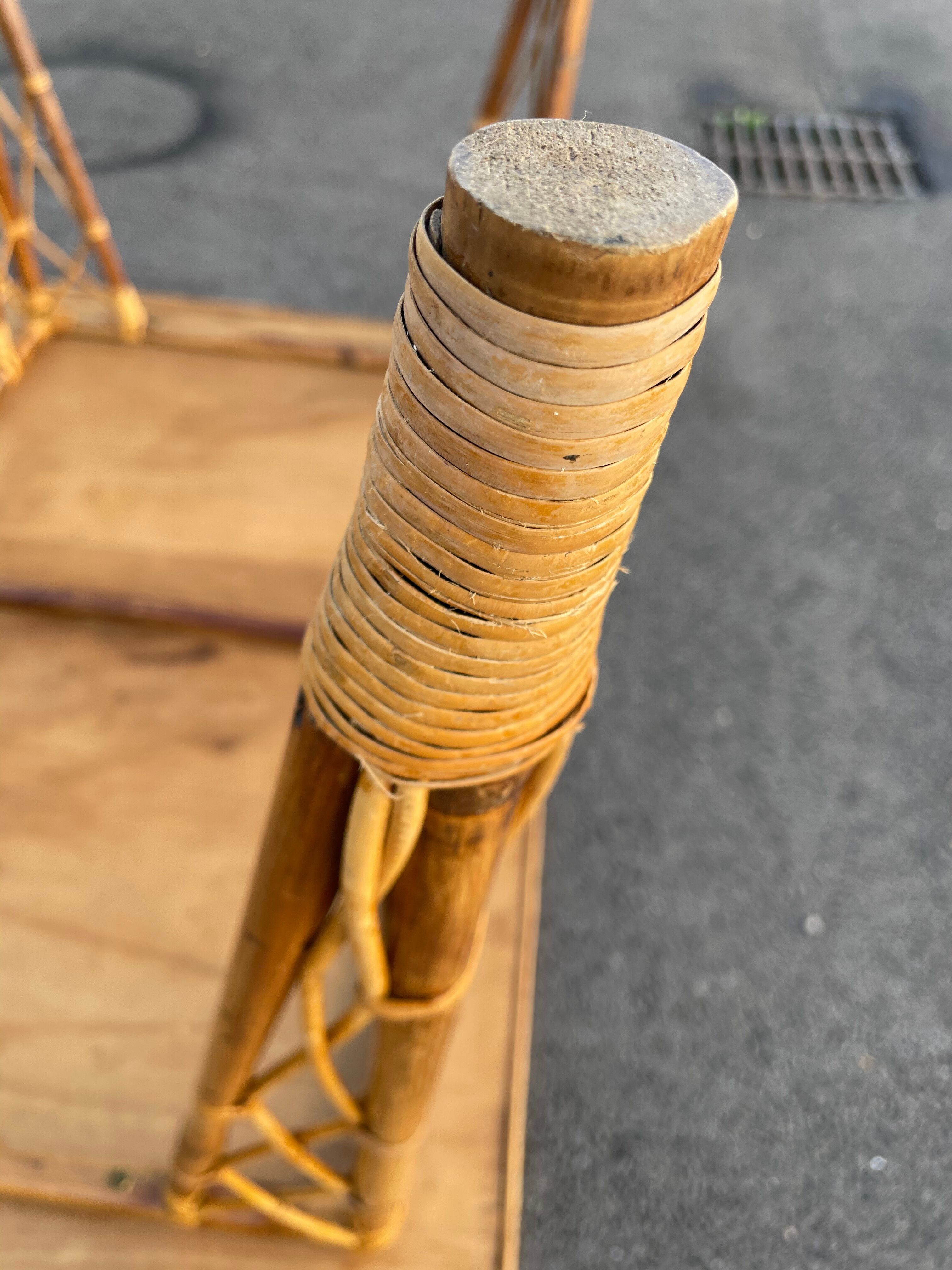 Rattan table vintage compass feet