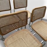 4 Cesca-style metal, wood and cane chairs