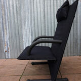 Fauteuil par Burkhard Vogtherr par Arflex vintage Black Canvas  T-Line 1984