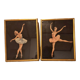 Two ballerinas, silhouettes of dancers, collages vintage under gold frame